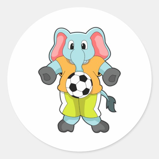Elefant beim Fußballsport Runder Aufkleber (Vorderseite)