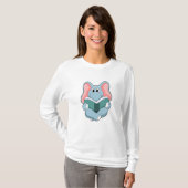 Elefant beim Lesen mit Buch T-Shirt (Vorne ganz)