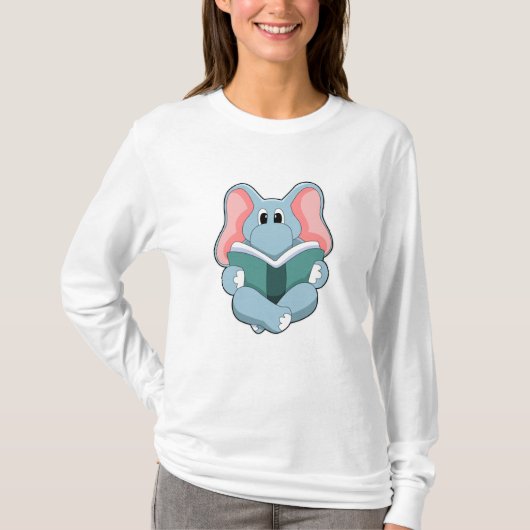 Elefant beim Lesen mit Buch T-Shirt (Vorderseite)