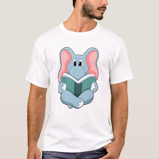 Elefant beim Lesen mit Buch T-Shirt (Vorderseite)