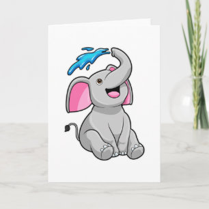 Elefant beim Planschen mit Wasser Karte