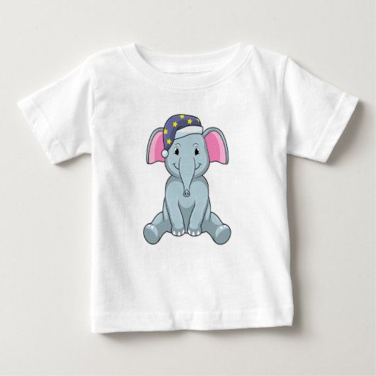 Elefant beim Schlafen mit Nachtkappe Baby T-shirt (Vorderseite)