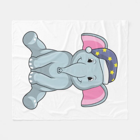 Elefant beim Schlafen mit Nachtkappe Fleecedecke (Vorderseite (Horizontal))