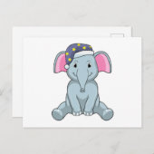 Elefant beim Schlafen mit Nachtkappe Postkarte (Vorne/Hinten)