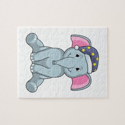 Elefant beim Schlafen mit Nachtkappe Puzzle (Horizontal)