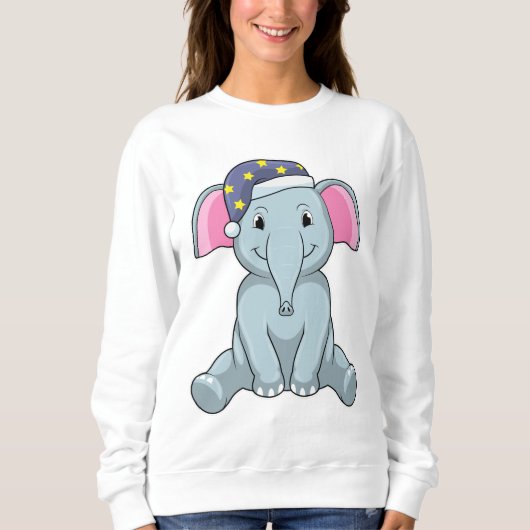 Elefant beim Schlafen mit Nachtkappe Sweatshirt (Vorderseite)