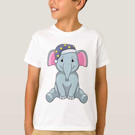 Elefant beim Schlafen mit Nachtkappe T-Shirt (Vorderseite)