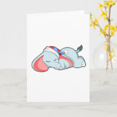 Elefant beim Schlafen mit Schlafmütze Karte (Gelbe Blume)