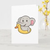 Elefant beim Schwimmen mit Schwimmring Karte (Gelbe Blume)