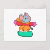 Elefant beim Snowboarden mit Snowboard Postkarte (Vorderseite)