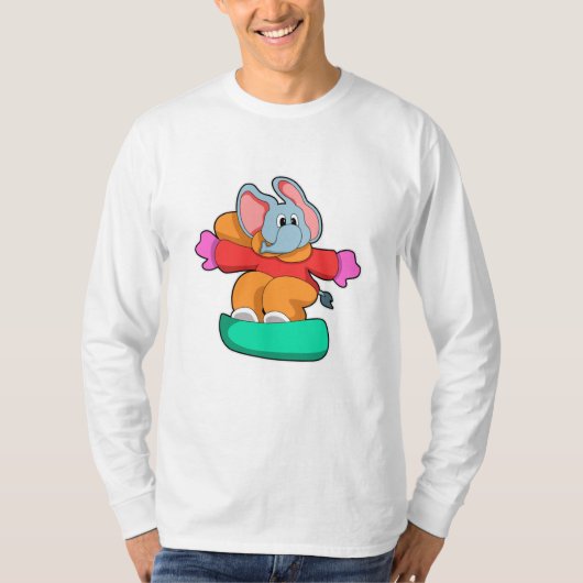 Elefant beim Snowboarden mit Snowboard T-Shirt (Vorderseite)