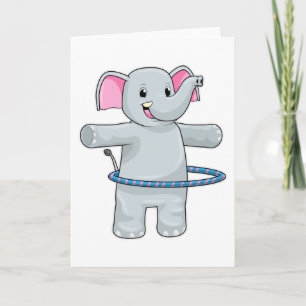 Elefant beim Sport mit Fitnesreifen Karte