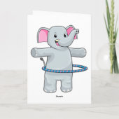 Elefant beim Sport mit Reifen der Fitness Karte (Rückseite)