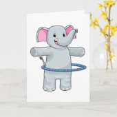 Elefant beim Sport mit Reifen der Fitness Karte (Gelbe Blume)