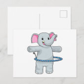 Elefant beim Sport mit Reifen der Fitness Postkarte (Vorne/Hinten)
