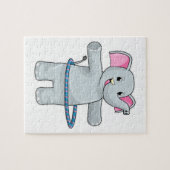 Elefant beim Sport mit Reifen der Fitness Puzzle (Horizontal)