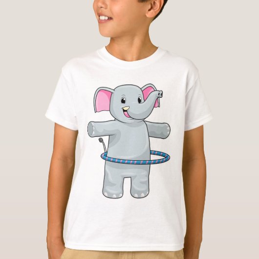 Elefant beim Sport mit Reifen der Fitness T-Shirt (Vorderseite)
