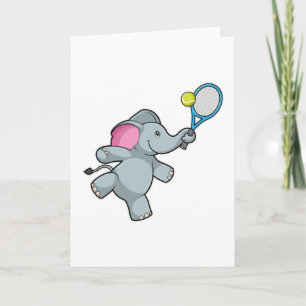 Elefant beim Tennis mit Tennisschläger Karte