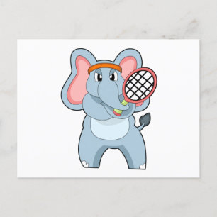 Elefant beim Tennis mit Tennisschläger Postkarte