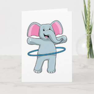 Elefant beim Training mit Fitnesstrainingreifen Karte