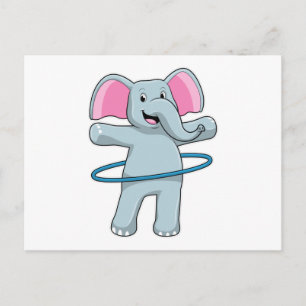 Elefant beim Training mit Fitnesstrainingreifen Postkarte