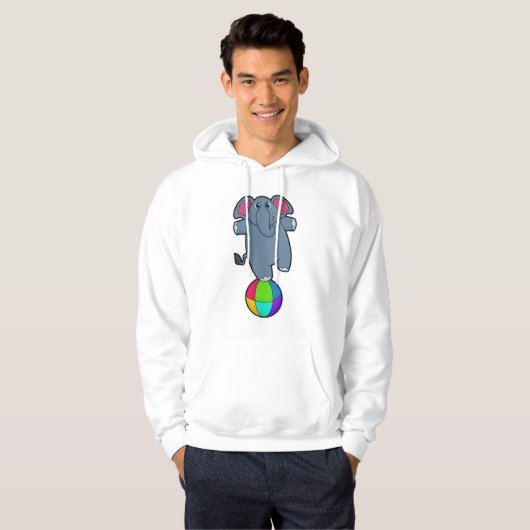 Elefant beim Zirkus mit Zirkusball Hoodie (Vorne ganz)