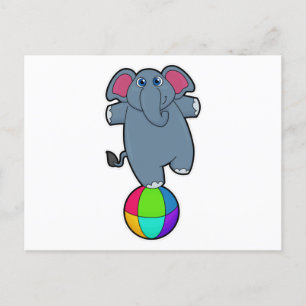 Elefant beim Zirkus mit Zirkusball Postkarte