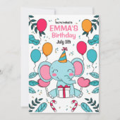 Elefant Birthday Einladung, Jungtiere Einladung (Vorderseite)