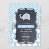 Elefant Birthday Party Einladungen Boy (Vorne/Hinten)