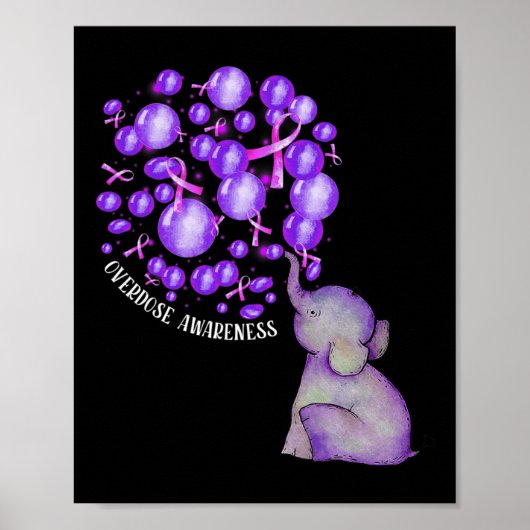 Elefant bläst lila Luftballons Auf Überdosis bewus Poster (Vorne)
