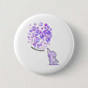 Elefant bläst lila Luftballons Überdosis-Bewusstse Button
