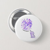 Elefant bläst lila Luftballons Überdosis-Bewusstse Button (Vorne & Hinten)