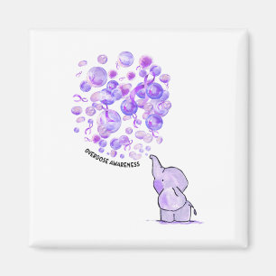 Elefant bläst lila Luftballons Überdosis-Bewusstse Magnet