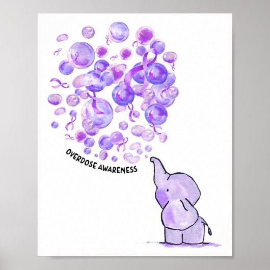 Elefant bläst lila Luftballons Überdosis-Bewusstse Poster (Vorne)