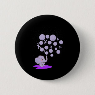 Elefant bläst violette Luftballons Überdosis-Bewus Button