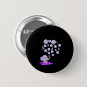 Elefant bläst violette Luftballons Überdosis-Bewus Button (Vorne & Hinten)