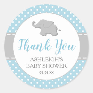 Elefant Blau Punkte Junge Baby Shower Runder Aufkleber