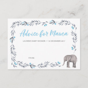 Elefant blau und grau Baby Shower Ratgeberkarten Einladung