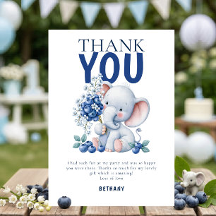 Elefant Blaubeere Berry 1. Geburtstag Danke Karte