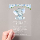 Elefant, blaue Aquarell-Blume, Babydusche Acryleinladungen (Insitu (Handheld))