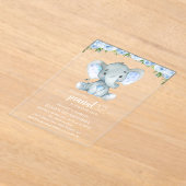 Elefant, blaue Aquarellfarben, erste Blume zum Geb Acryleinladungen (Ablage )