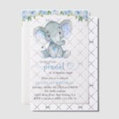 Elefant, blaue Aquarellfarben, erste Blume zum Geb Pergament Einladungen (Versetzt (Einladung))