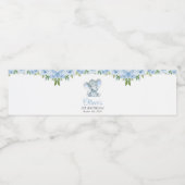 Elefant, blaue Aquarellfarben, erste Blume zum Geb Wasserflaschenetikett (Einzelnes Label)