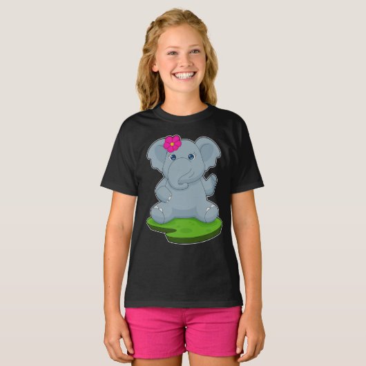 Elefant-Blume T-Shirt (Vorne ganz)