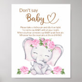 Elefant & Blume Wasserfarbe Kinderdusche Poster (Vorne)