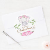 Elefant & Blume Wasserfarbe Kinderdusche Runder Aufkleber (Umschlag)