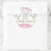 Elefant & Blume Wasserfarbe Kinderdusche Runder Aufkleber (Tasche)