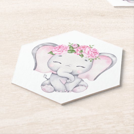 Elefant & Blume Wasserfarbe Kinderdusche Untersetzer (angewinkelt)