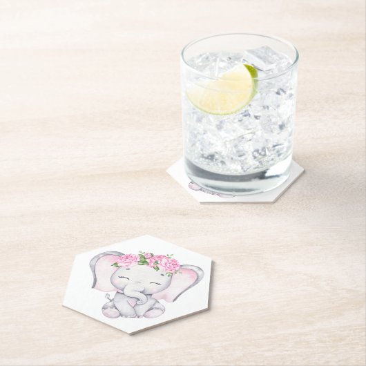 Elefant & Blume Wasserfarbe Kinderdusche Untersetzer (Vor Ort)