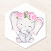 Elefant & Blume Wasserfarbe Kinderdusche Untersetzer (Vorderseite)